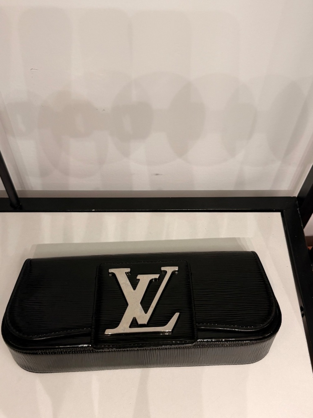 Authentic Louis Vuitton Louise GM Black Epi Patent Leather Clutch Bag
